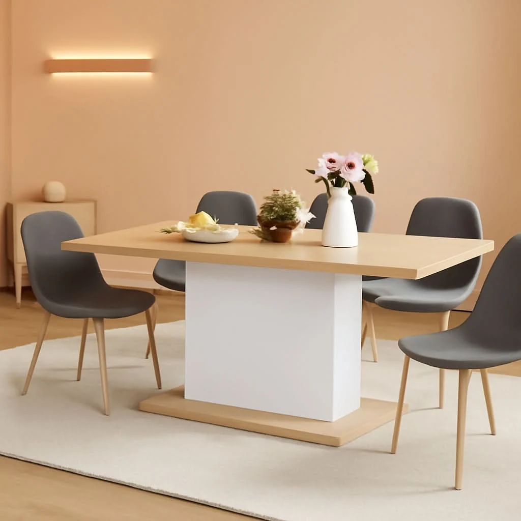 Sustainable Extensible Dining Table For 4 To 8 People Wooden Top Sophisticated