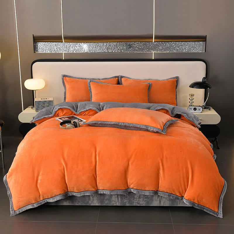 Sustainable Winter Fleece Solid Color Bedding Set 4PCS Certified