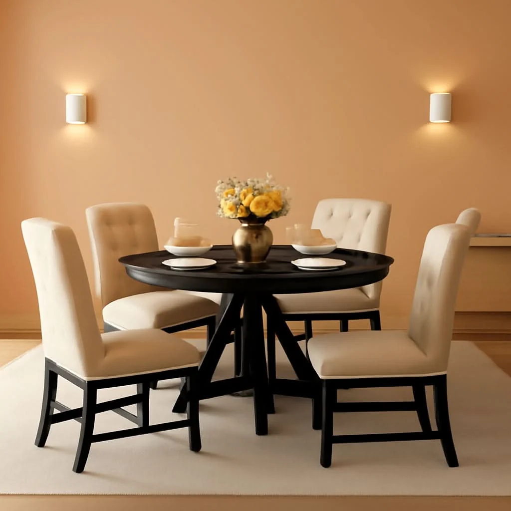 High-Performance Extendable Round Dining Table Set 5 Piece Modern Farmhouse Style Exceptional