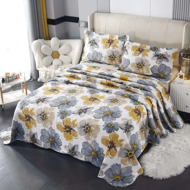 World-Class Pastoral Pure Cotton Quilted Bedding Set 3PCS Original