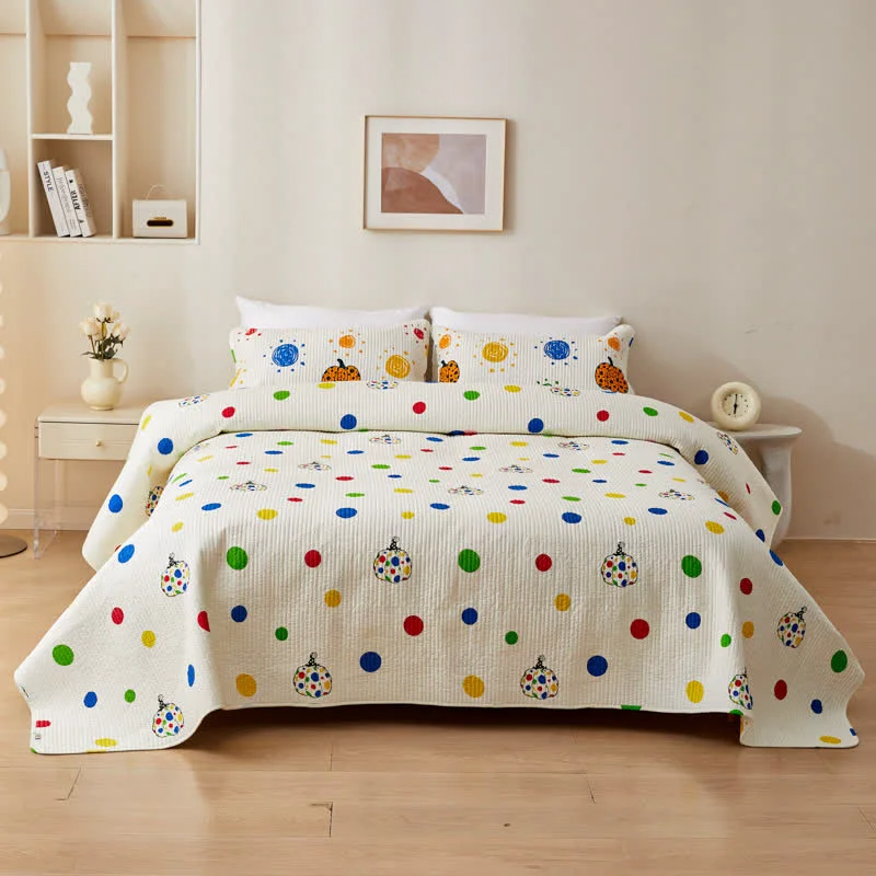 Casual Quilted Polka Dot Pumpkin Cotton Bedding Elite