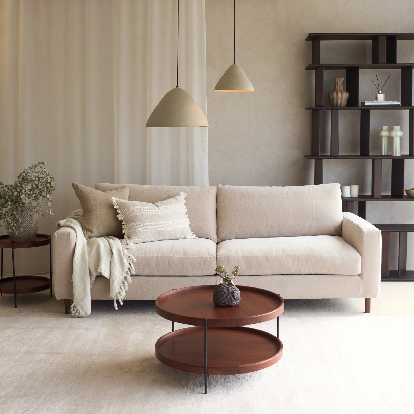 Original Design Ponte Fabric Sofa Espresso Oak – Dunes 230cm Luxury