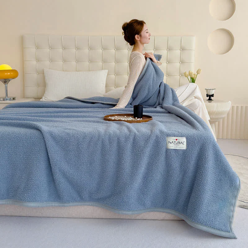 Top-Quality Double-sided Fleece Warm Throw Blanket Natural