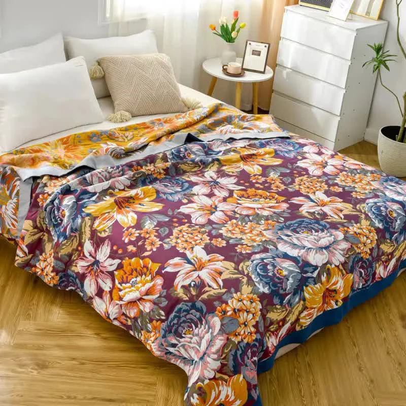 Optimized Jacquard Pastoral Peony Pure Cotton Quilt Crafted