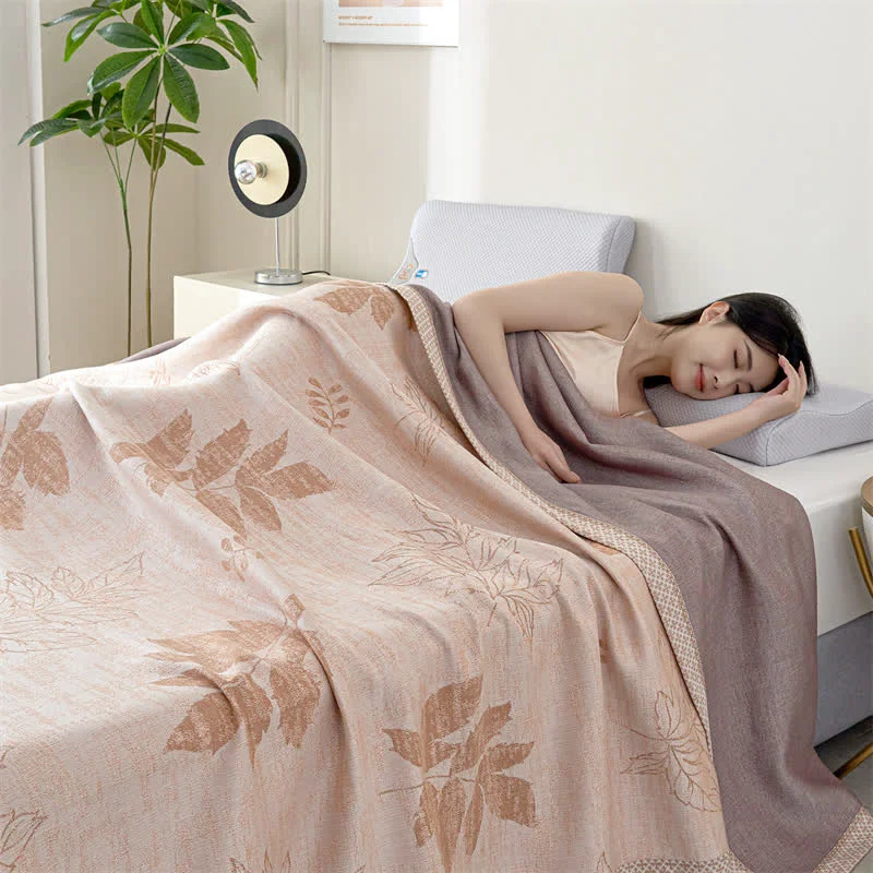 Premium Material Autumn Leaves Lyocell Fiber Gauze Quilt Soft