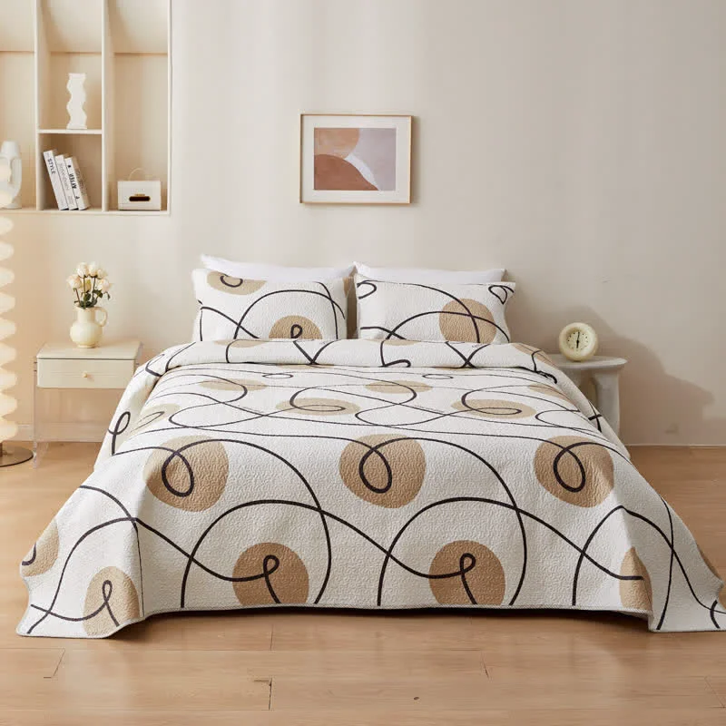 Effective Abstract Geometric Pure Cotton Quilted Bedding Fast
