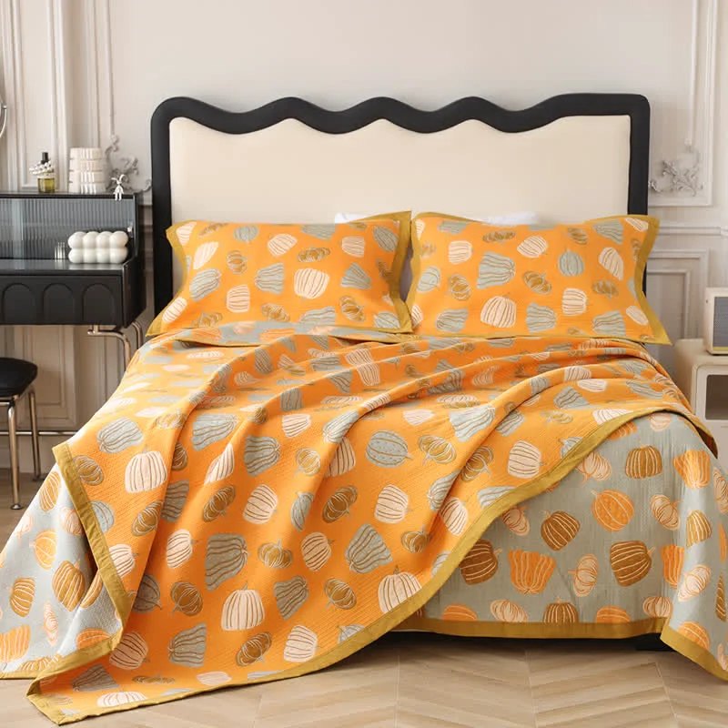 Consistent Retro Pumpkin Cotton Gauze Breathable Quilt Enhanced