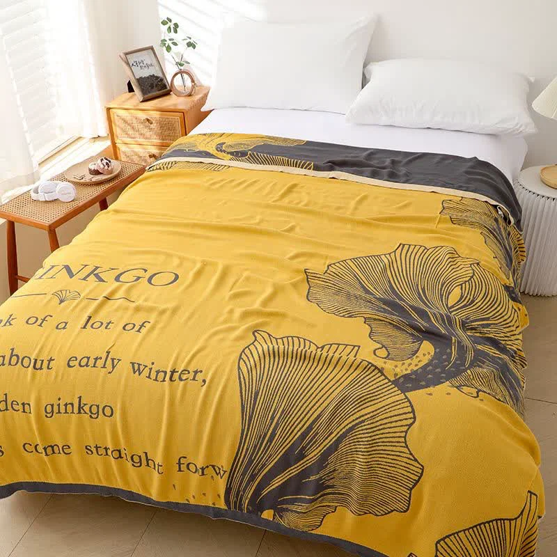 Certified Rustic Ginkgo Leaf Bamboo Fiber Blanket High-Quality