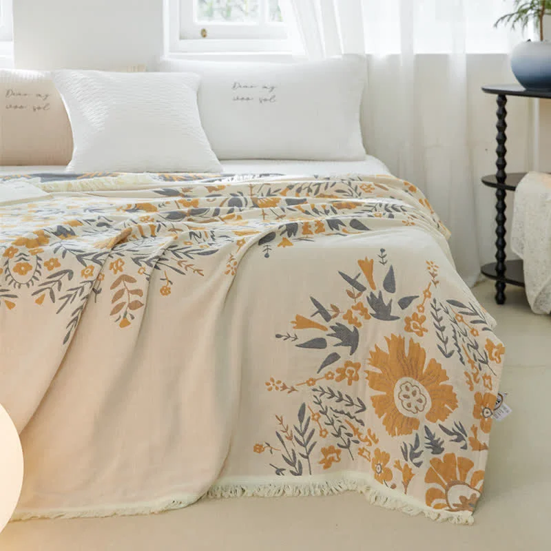 Smart Double-sided Jacquard Floral Cotton Gauze Quilt Comfortable