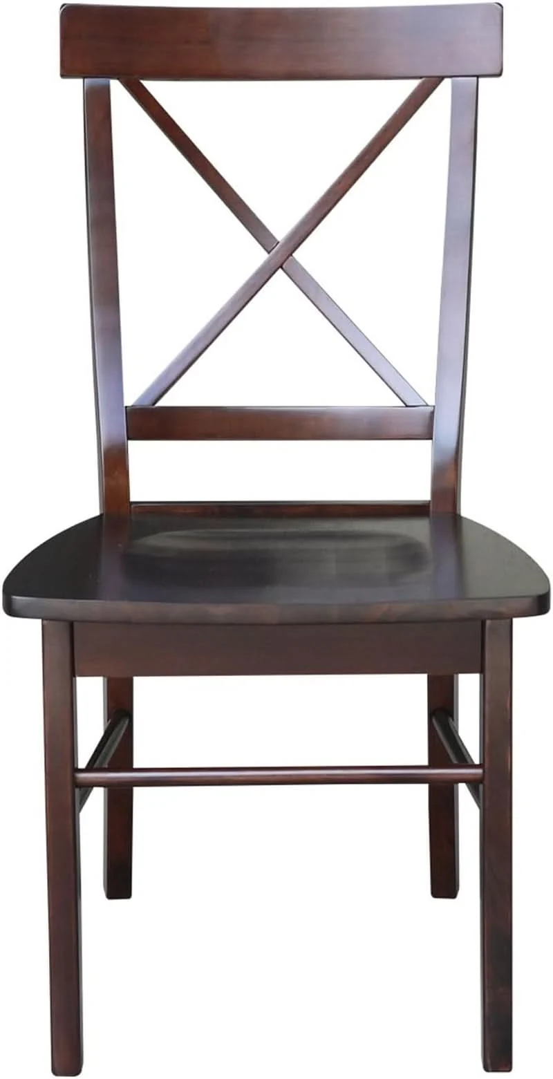 Exceptional X Back Dining Chair In Java Finish With Solid Wood Seat Fine Crafted
