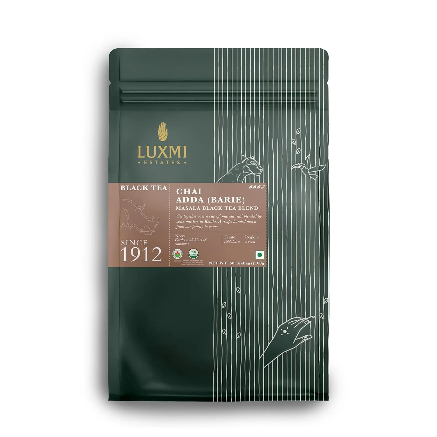 Specialty Luxmi Spiced Assam CTC Tea Masala Chai Blend from India Tasting NOTES Aromatic bright robust spicy zesty 250 Grams Reusable