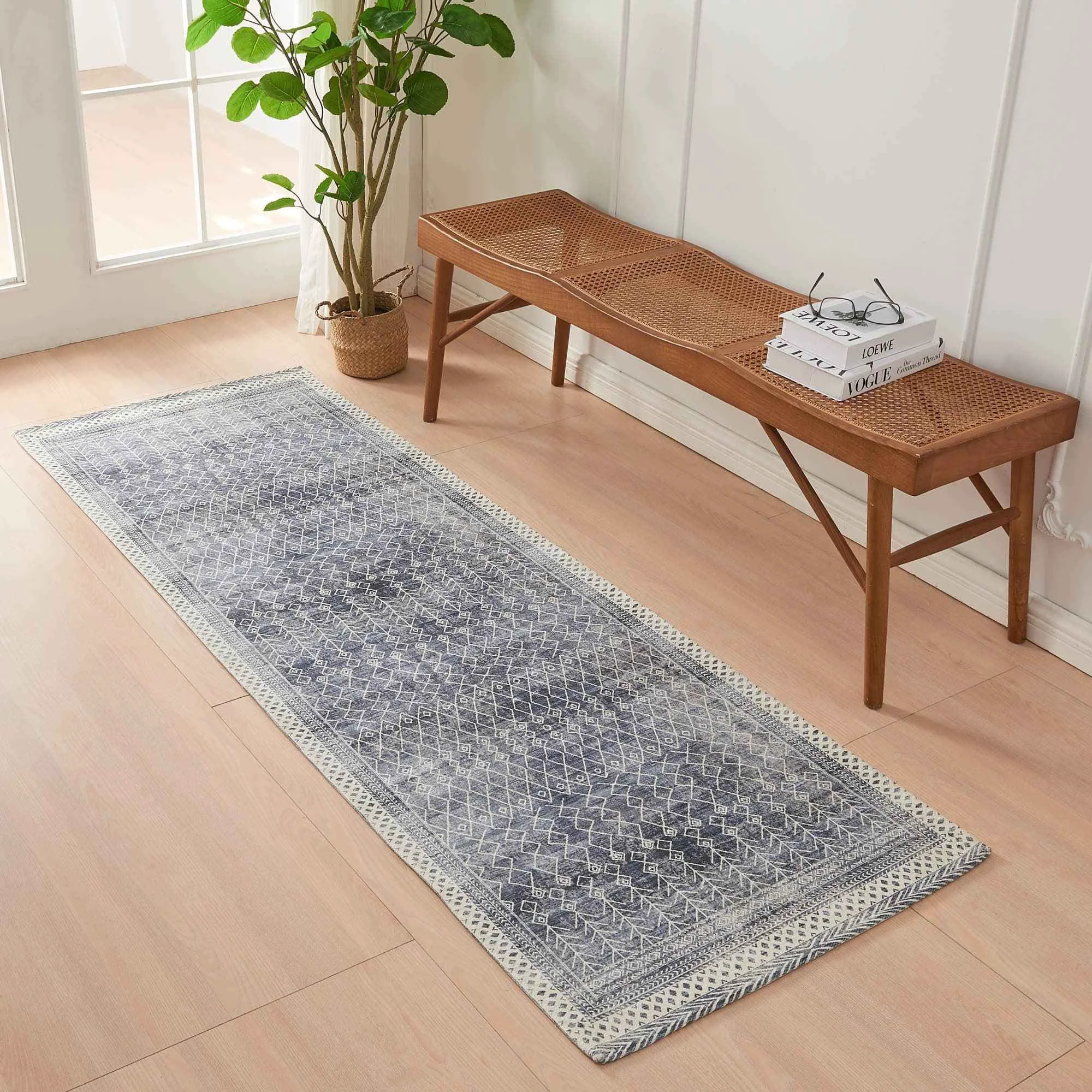 Easy-to-Use Distressed Moroccan Machine Washable Accent Runner 2’4 x 7′ – Neve Collection Comfortable