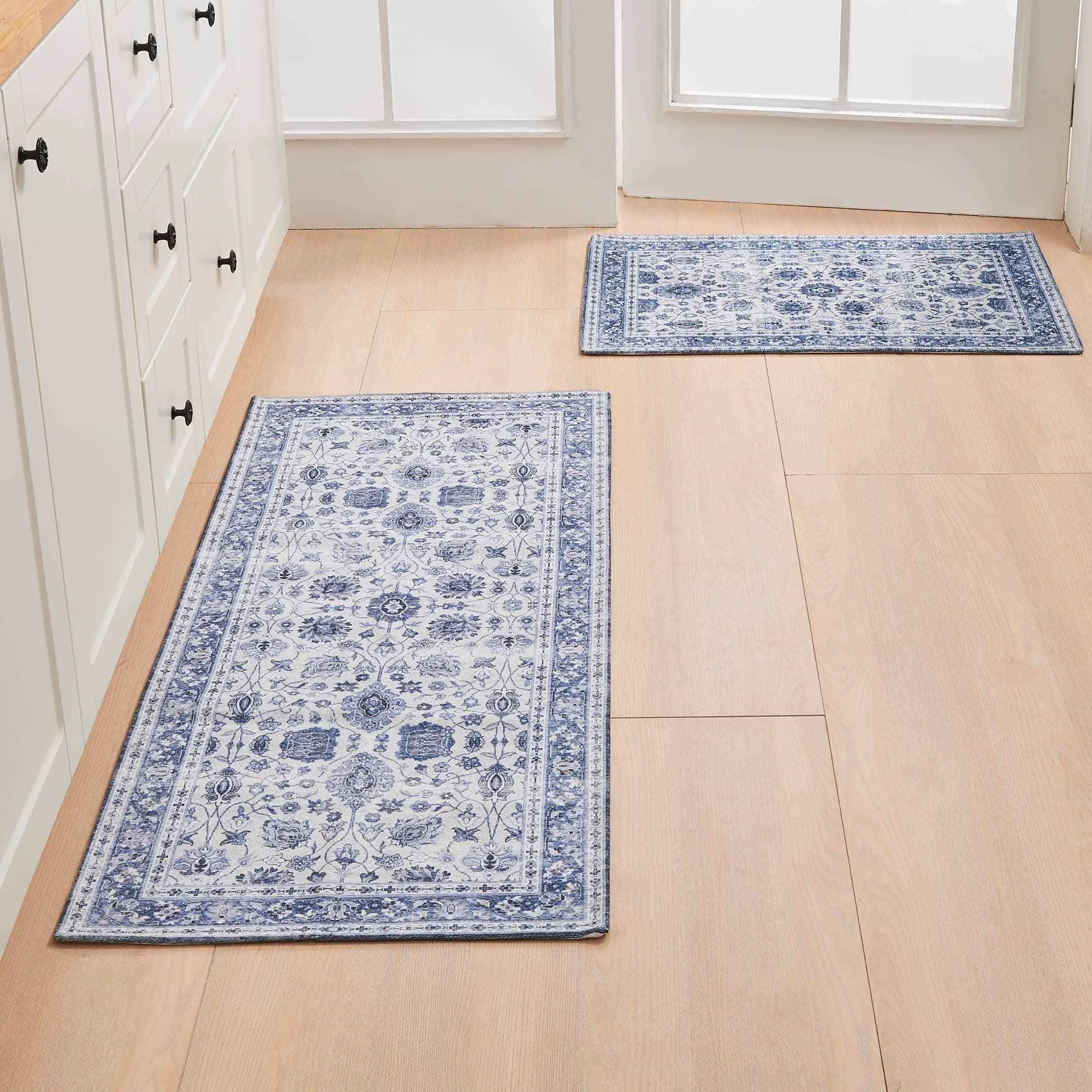 Comfortable Floral Machine Washable Accent Area Rug Runner 2 Pack – Matra Collection Exceptional