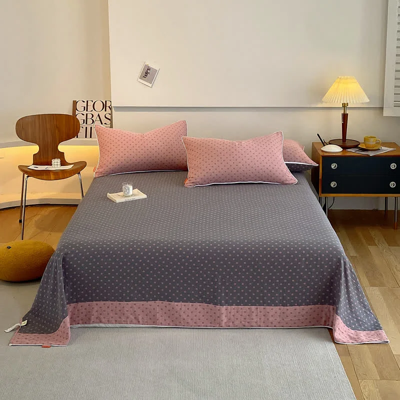 Functional Square Print Cotton Gauze Lightweight Coverlet Expertly Made