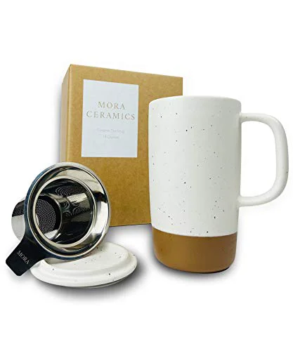 Optimized Mora Ceramics Large Tea Mug with Loose Leaf Infuser and Ceramic Lid Quality