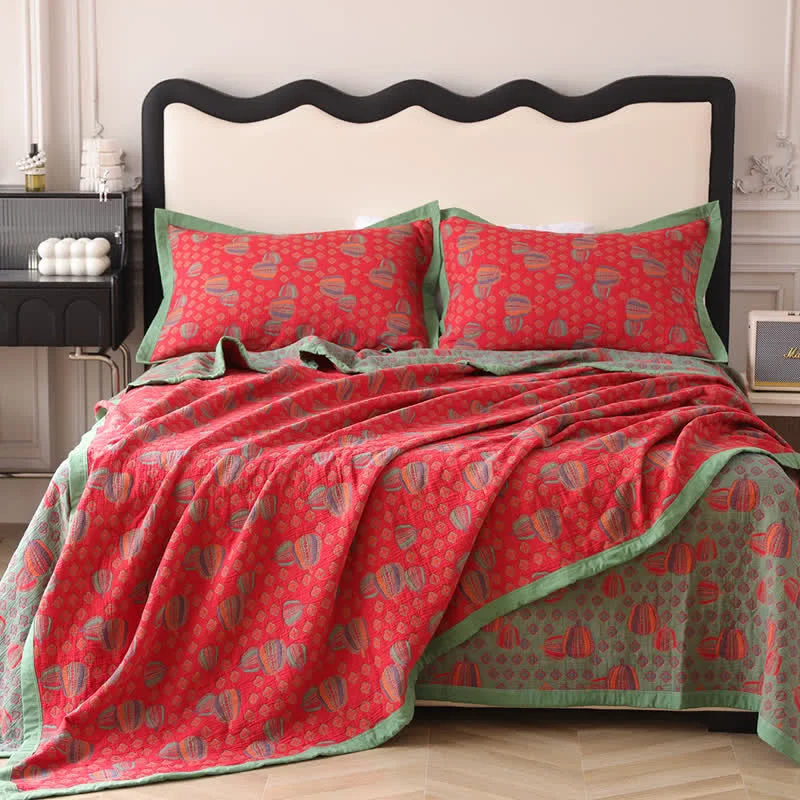High-Performance Organic Cotton Rural Pumpkin Reversible Quilt Authentic