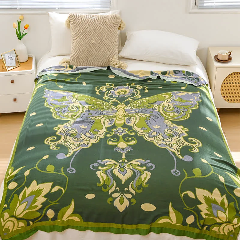 Expertly Made Vintage Butterfly Bamboo Fiber Breathable Blanket Smooth