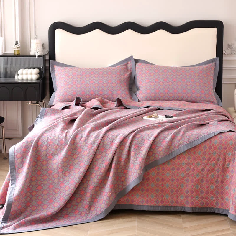 Specialty Cotton Jacquard Floral Style Organic Quilt Secure