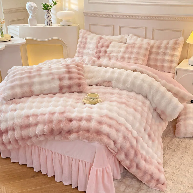 Outstanding Fluffy Fleece Duvet Cover Bedding Set 4PCS Easy-to-Use