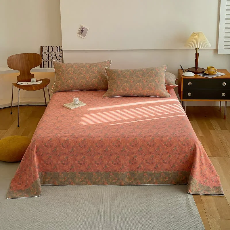 Durable Vintage Floral Double Layer Cotton Gauze Coverlet Safe