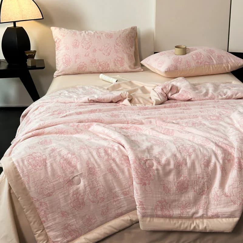 Lightweight Cotton Gauze Luxurious Flower Summer Bedding Certified