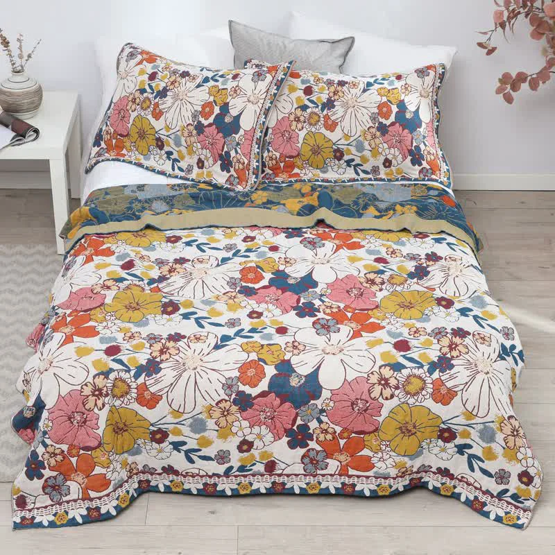 Crafted Cotton Gauze Pastoral Lightweight Quilt Fine Crafted