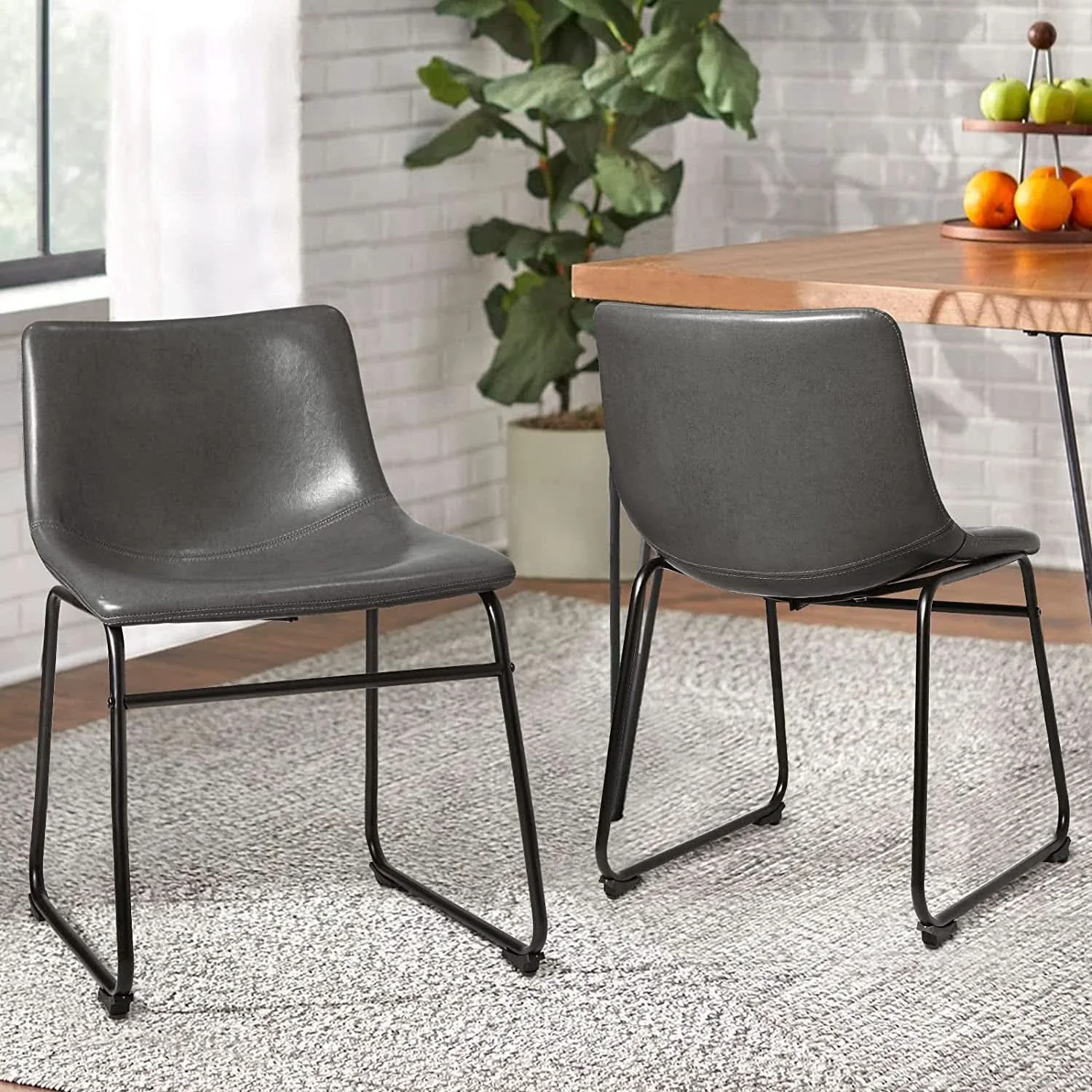 Green Faux Leather Dining Chairs 18 Inch Set of 2 Mid Century Premium Material