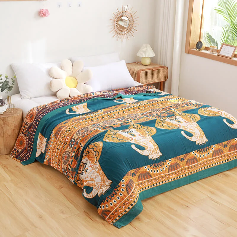Elite Ownkoti Elephant Cotton Summer Reversible Design Quilt Fine Crafted