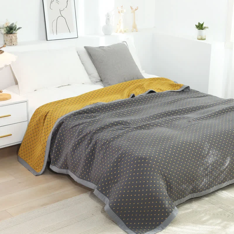 Modern Grid Soft Pure Cotton Reversible Quilt Long-Lasting