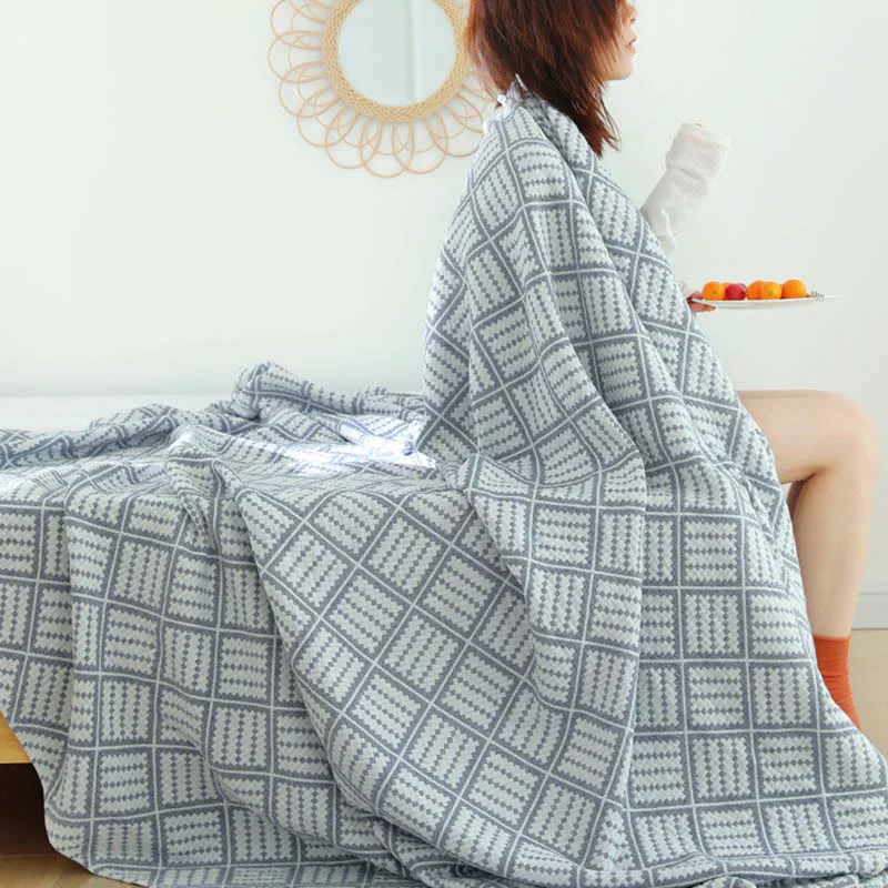 Quality Ownkoti Plaid Pure Cotton Three Layers Quilt Minimalist