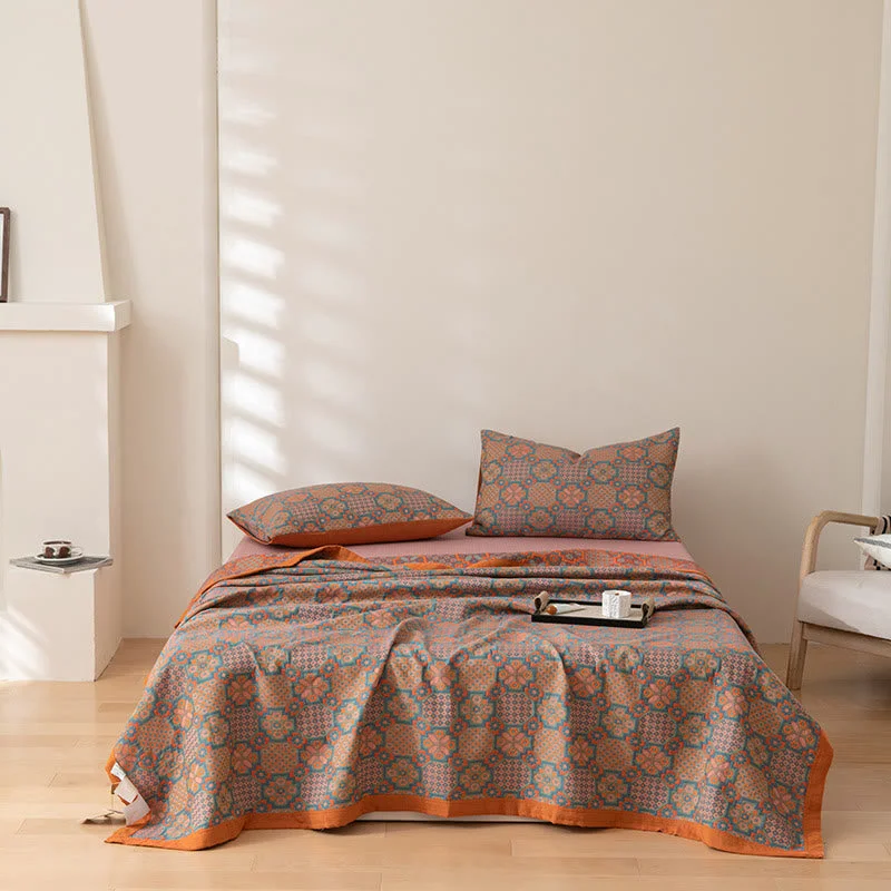 Fine Crafted Ownkoti Modern Flower Print Cotton Reversible Quilt Official