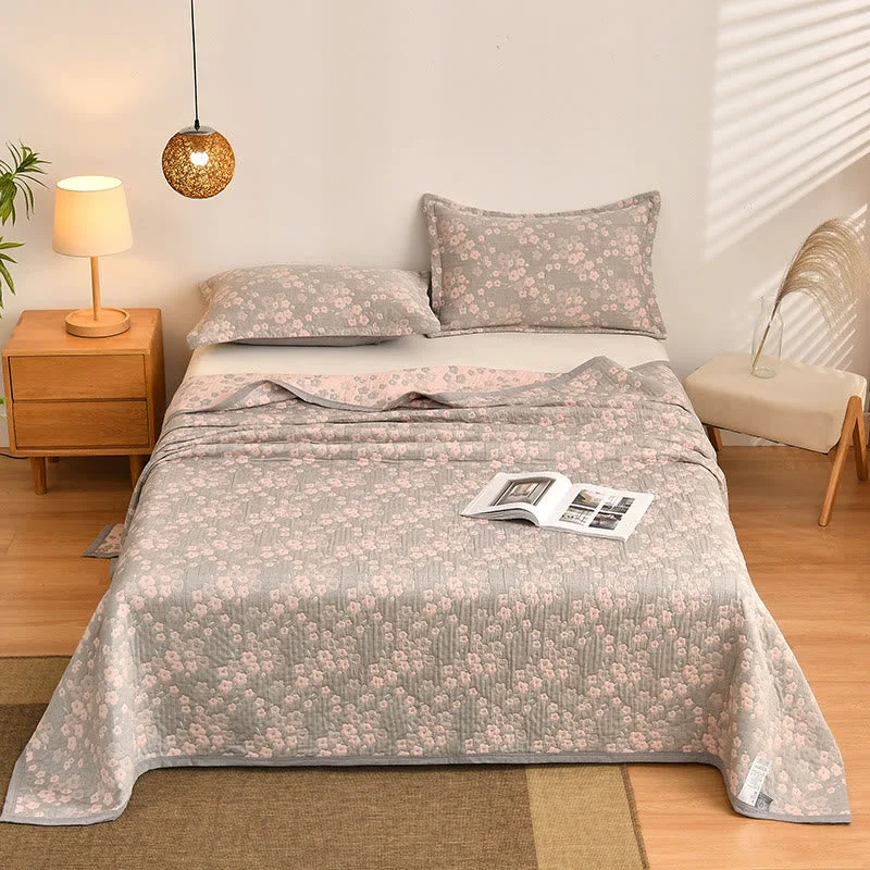 Luxury Ownkoti Cherry Blossoms Pattern Cotton Gauze Quilt Recyclable