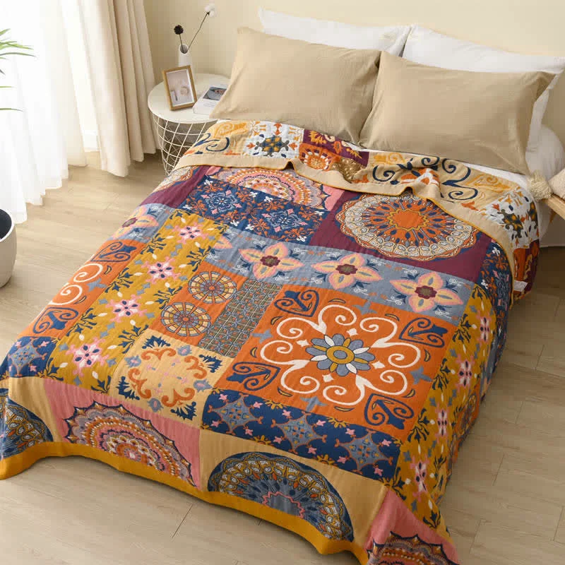 Advanced Ownkoti Plaid Colorful Flower Cotton Reversible Quilt Proven