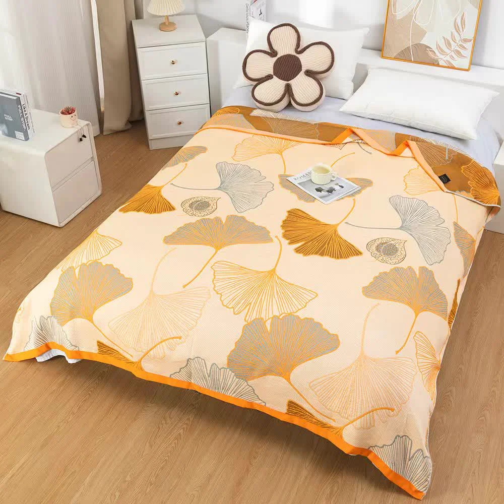 Sophisticated Ginkgo Leaf Fruit Cotton Reversible Quilt Classic