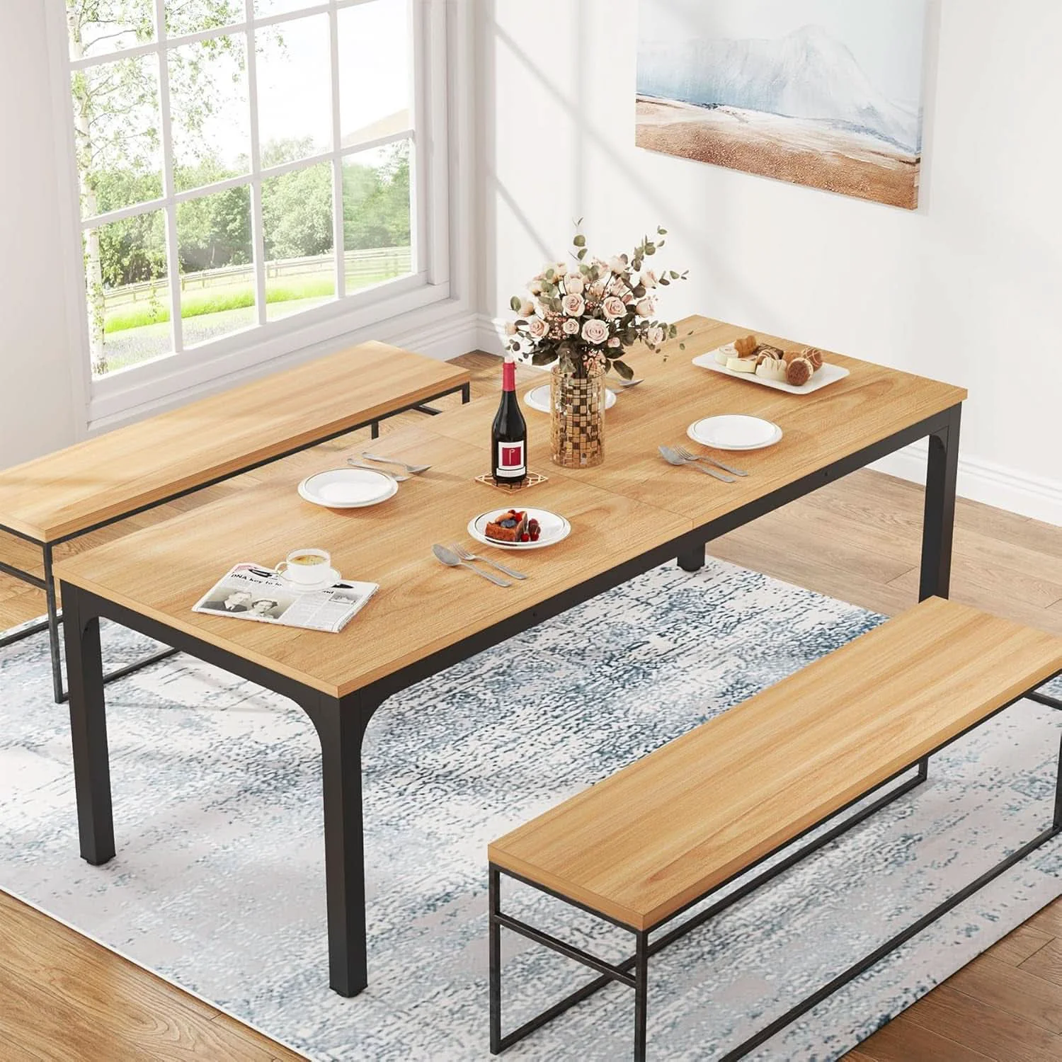 Proven 78 Inch Rustic Wood Dining Table For 6-8 People Rectangular High-Grade
