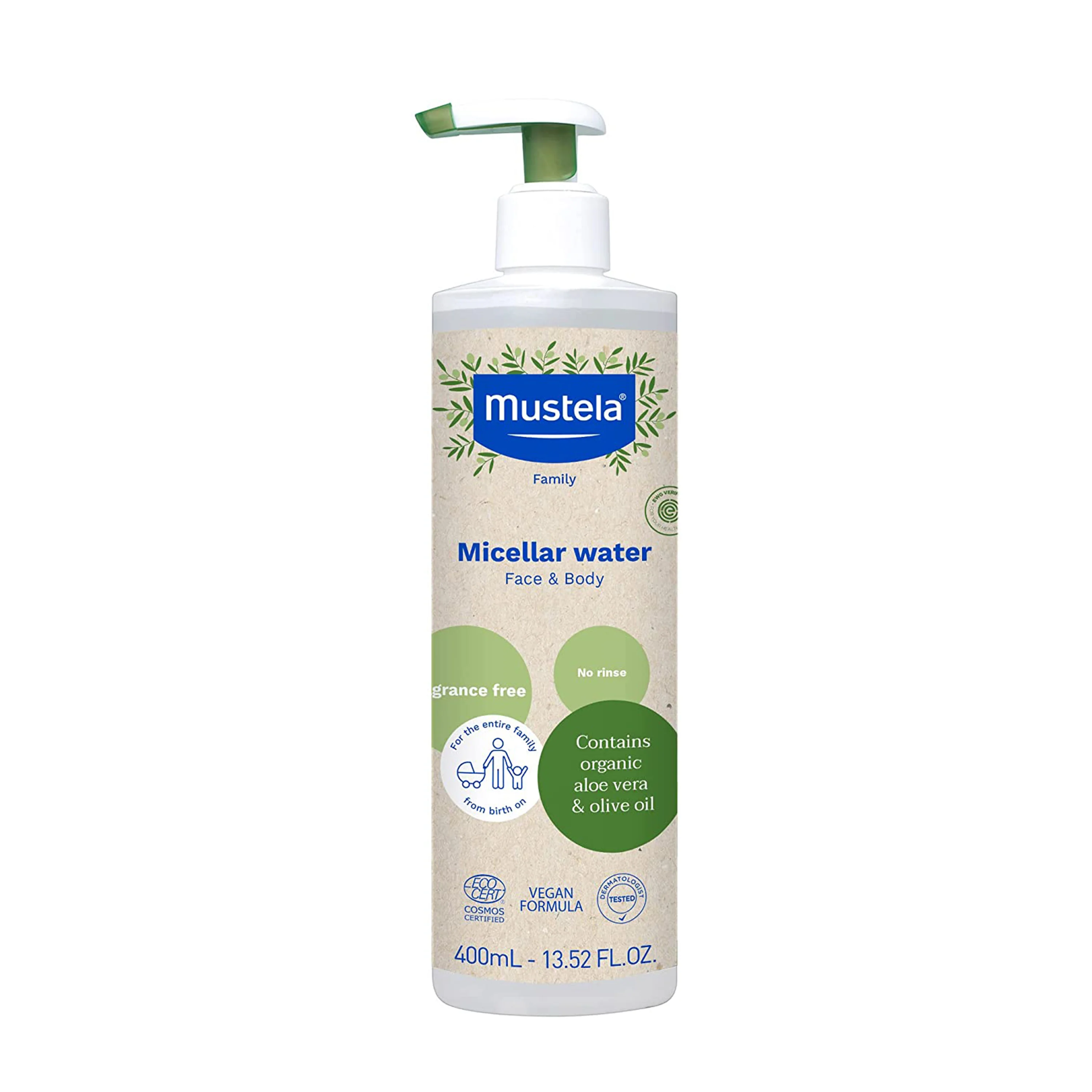 Powerful Mustela Organic Micellar Water with Olive Oil and Aloe Exclusive