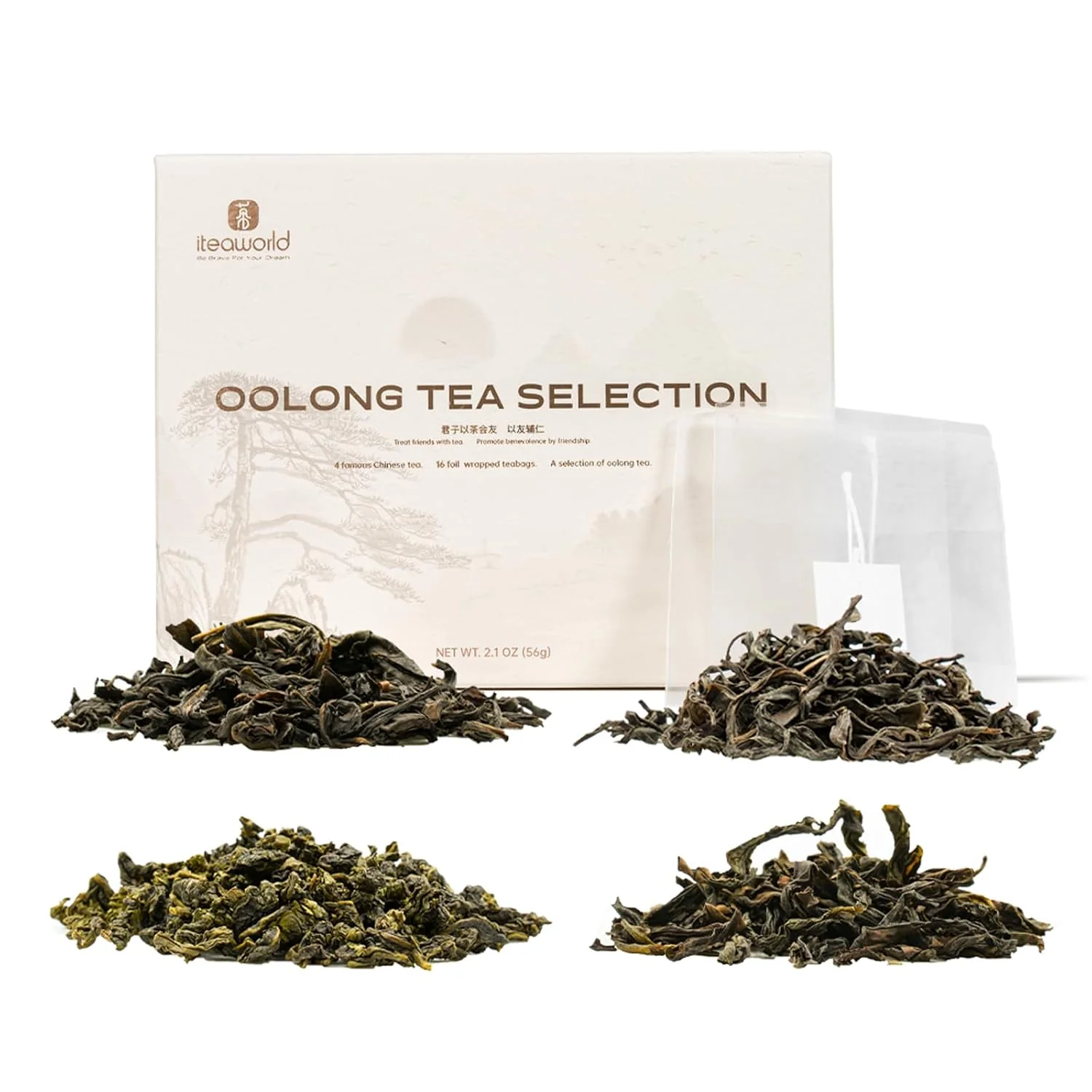 Premium Material iTeaworld 4 Flavors Oolong Loose Leaf Tea Sampler Up to 112 Cups 2.1oz Up to 110 Cups Dahongpao Fenghuang Dancong ect. High to Low Caffeine 20 Individually Wrapped Packs Tea Variety Gift Set Versatile