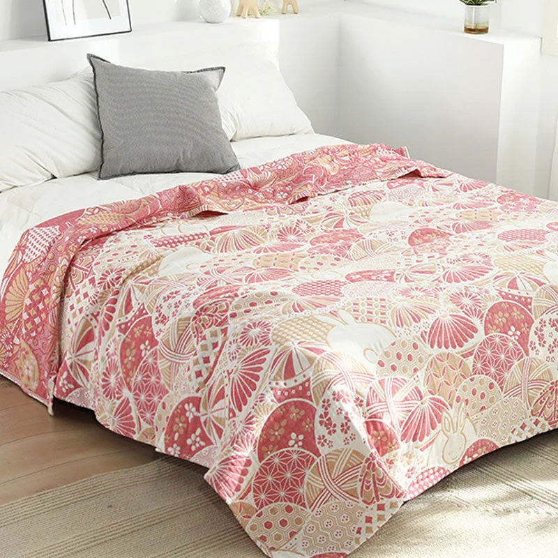 Natural Rabbit Shell Pattern Cotton Reversible Quilt Exceptional