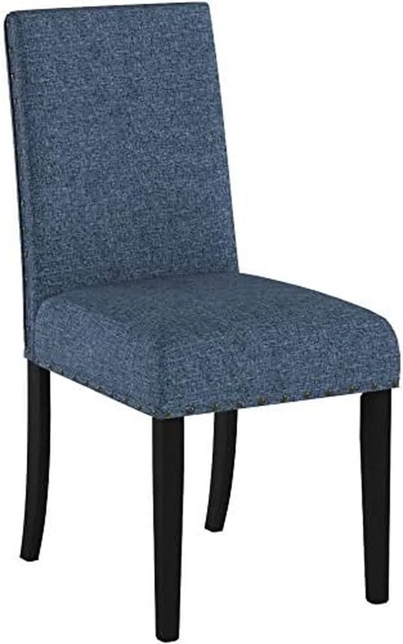 Green Biony Blue Fabric Dining Chair Set of 2 With Nailhead Trim World-Class
