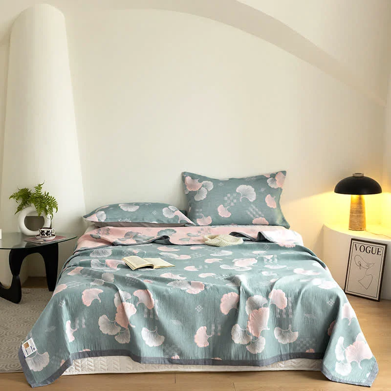 Pure Ginkgo Leaf Jacquard Three-layer Cotton Quilt Comfortable