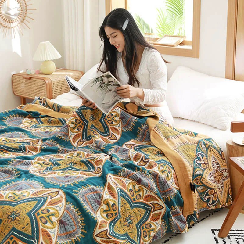 Prestigious Ownkoti Multicolor Cotton Reversible Design Lightweight Quilt Sophisticated