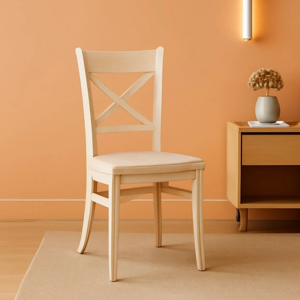 Recyclable Set Of 2 35.8 In Parawood X Back Dining Chairs Unfinished Powerful