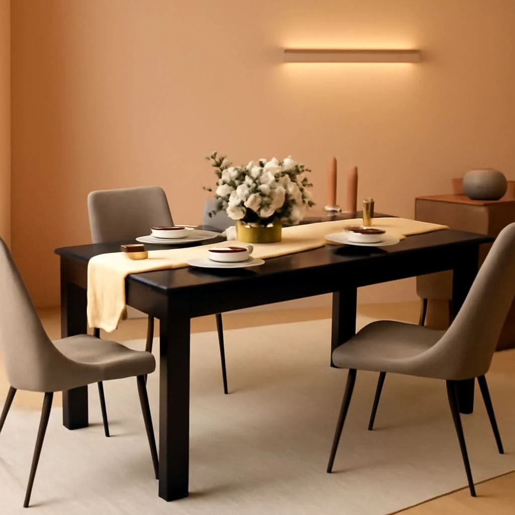 Responsible 63 Inch Wood Dining Table For Four To Six People Black Solid