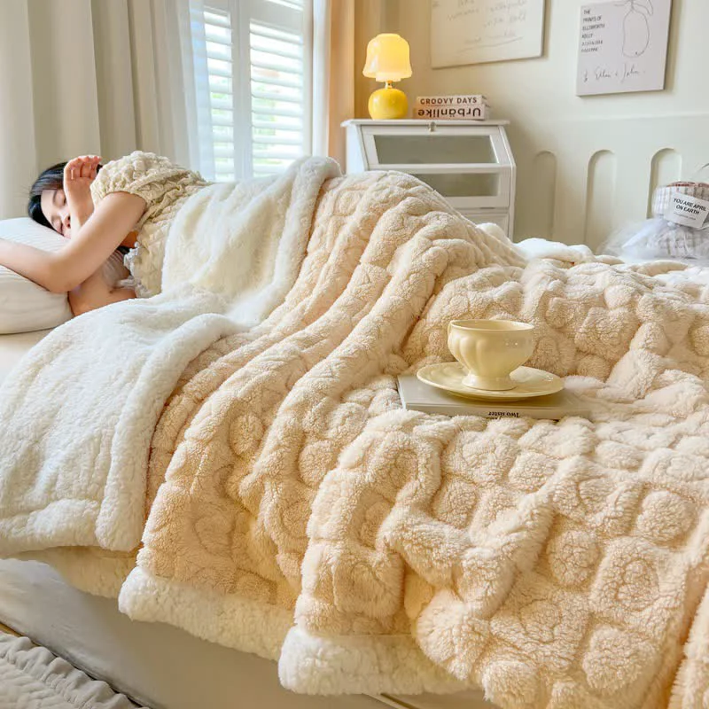 Original Love Print Warm Sherpa Fleece Blanket Minimalist