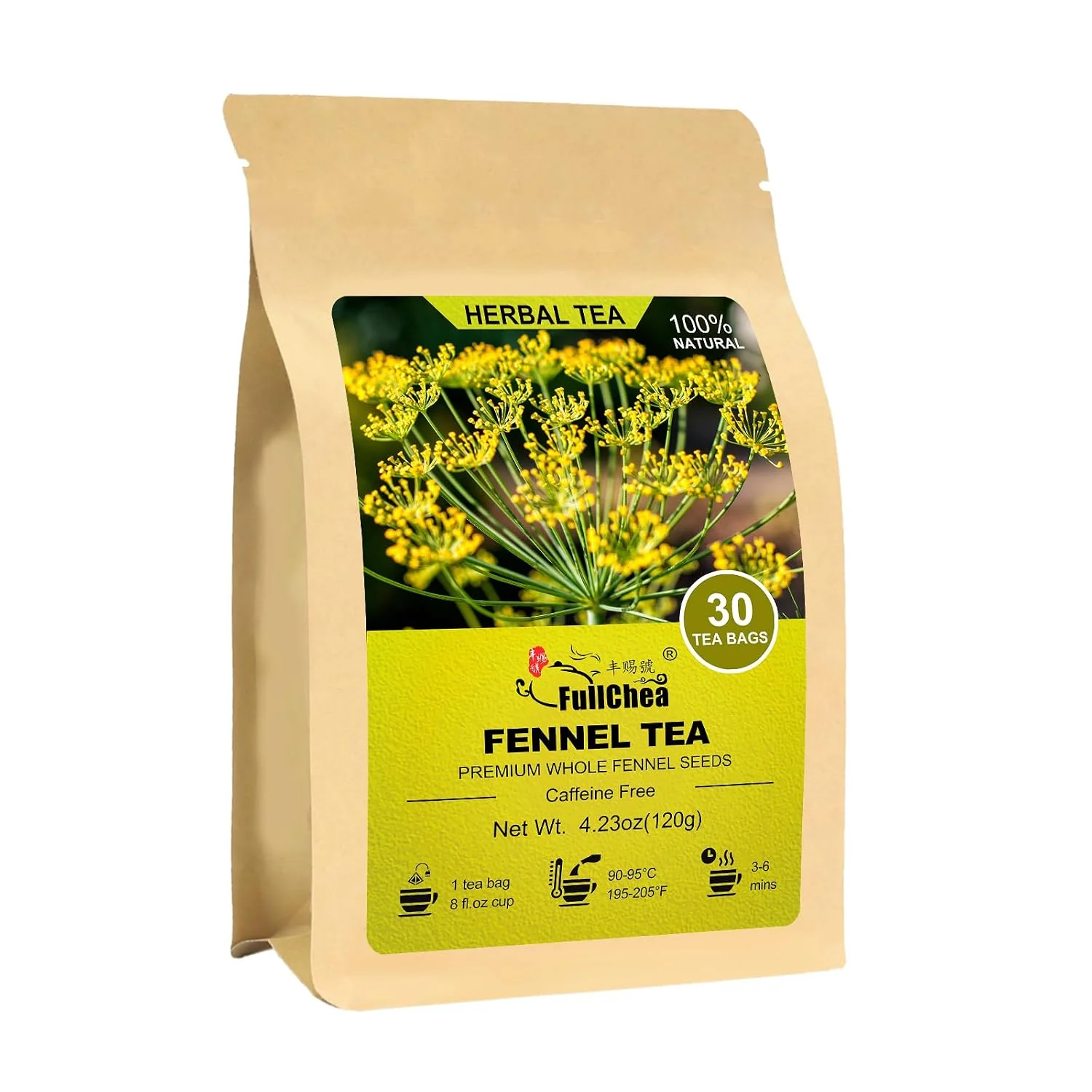 Powerful FullChea – Fennel Tea Bags 30 Count Whole Fennel Seeds Warm aromatic seed infusion caffeine- supports digestion and immune wellness in daily herbal tea routines Solid