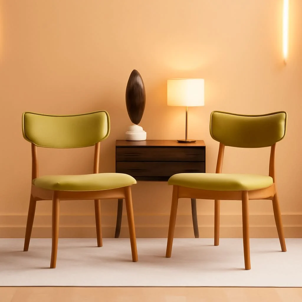 Verified Mid Century Fabric Dining Chairs Set Of 2 In Green Tea Elegant