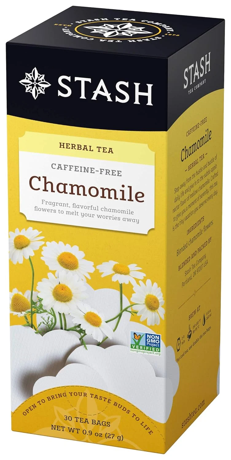 Exclusive Stash Tea Chamomile Herbal Tea – Naturally Caffeine Non-GMO Project Premium Tea with No Artificial Ingredients 30 Count Pack of 6 Long-Lasting