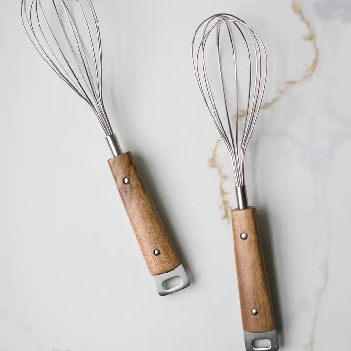 Artisan Heirloom Wood Handle Stainless Steel Hand Whisk Innovative