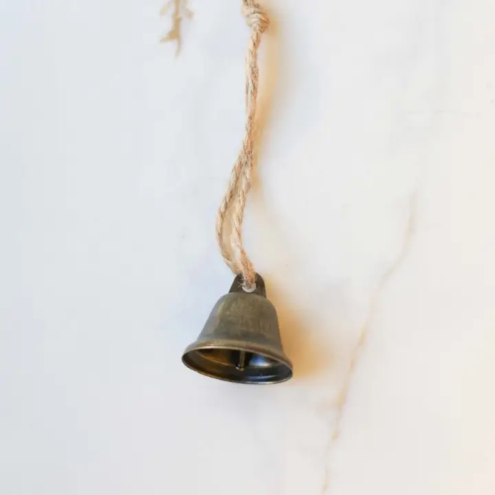 Specialty Vintage Country Metal Christmas Bell Ornament Natural