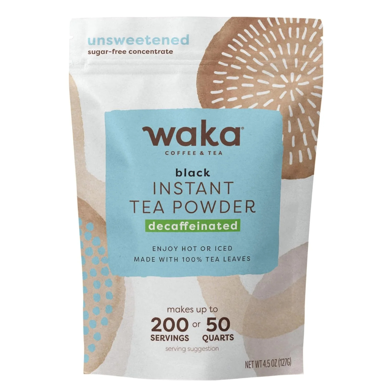 Expertly Made Waka Instant Black Tea Mix Decaffeinated Unsweetened 4.5 oz Functional